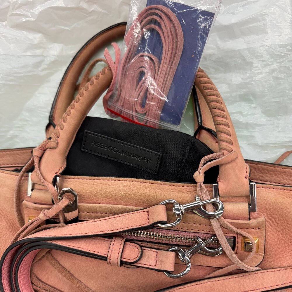 Rebecca Minkoff Pink Suede Leather Adjustable Strap & Long Leather Pulls